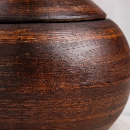 A baking pot with a lid "Lotus", smooth, red clay, 0.7 liters-3