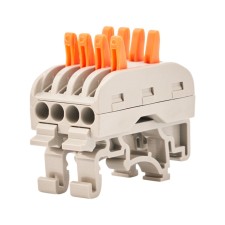 Terminal of QMS 222-424D passing 4-pole, with a mount on a DIN-rack (0.08-4 mm²), gray (4 pcs./Union)