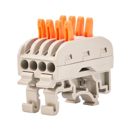 Terminal of QMS 222-424D passing 4-pole, with a mount on a DIN-rack (0.08-4 mm²), gray (4 pcs./Union)