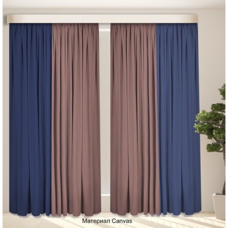 Set of curtains "Canvas", size 200x250 cm, 2 pcs, blue, dusty rose