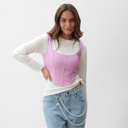 Women's corset leather, p. M, pink