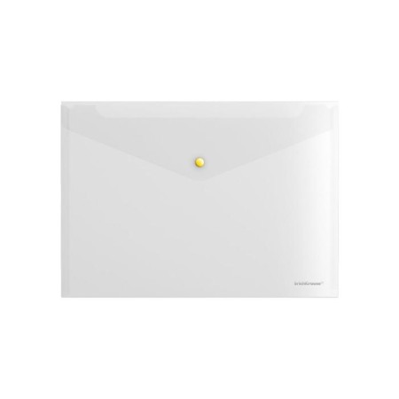 A4 button folder-convert, 160 μm, Erichkrause Glossy Clear, glossy, with a colored button, transparent, mix-1