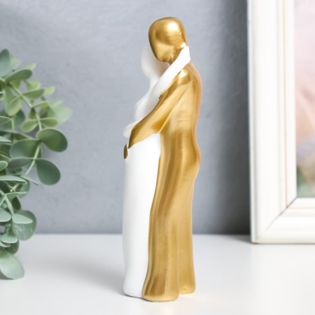 Polystone souvenir "Lovers - hugs" with a white -gold 15x4.5 cm-3