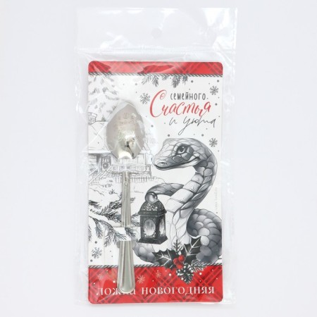 Spoon souvenir on the card "New Year's collection: family happiness", 3 x 14 cm-6
