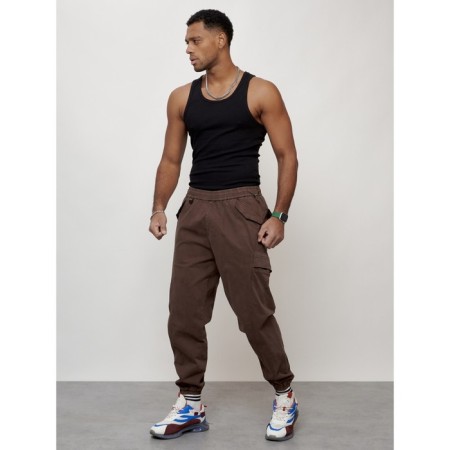 Cargo jeans men, size 56, brown color-8