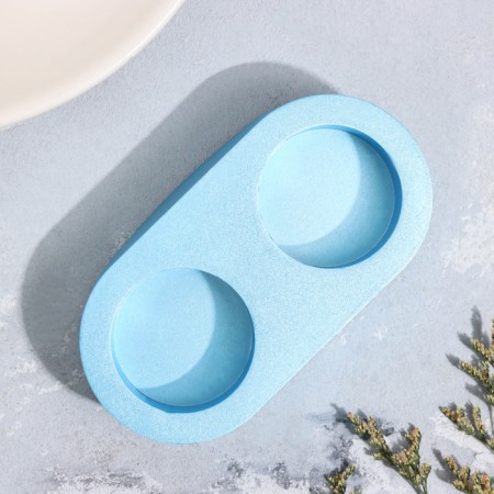 Gypsum Summary of Gypsum for two candles oval, 12x6x3cm, blue-2