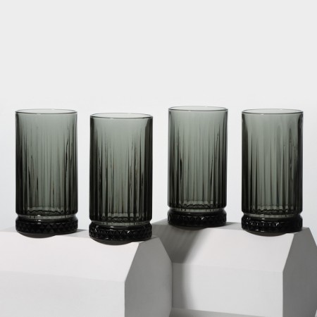 Set of glasses 445 ml "Elsia", 4 pcs, color gray