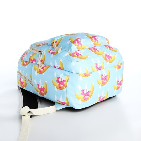 Set of a youth backpack from textiles, a shoper bag, blue color-6