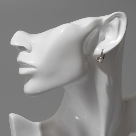 Earrings with “confetti” rhinestones Circle, Mix color in silver-4