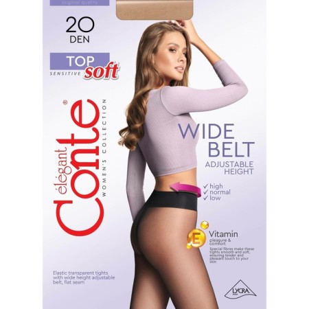Female tights Conte Elegant Top Soft, 20 Den, size 3, color Nero-3
