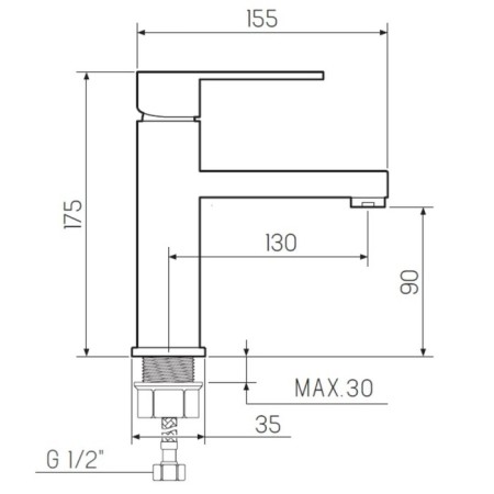 Sink mixer "RMS" SL144-001F, single-leaf, cartridge 35 mm, zinc, chromium-4
