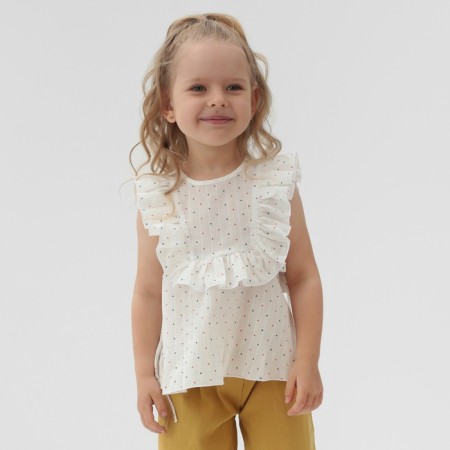 Blouse for Minaku girl, white color, height 134 cm-3