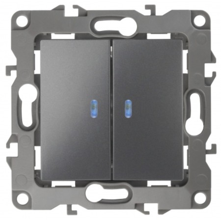Double switch with backlight, 10AX 250V, IP20, era12, graphite