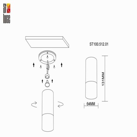 Ceiling lamp ST LUCE. ST100.512.01. 1x50 W, GU10, 6.4x6.4x13.1 cm, white color-4