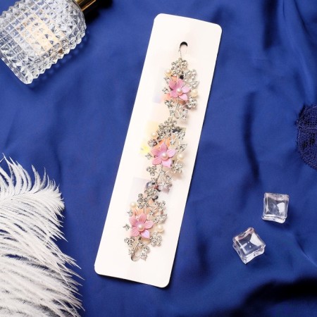 Hair accessory "Monica" (on invisible) lilac flowers, 20 cm, silver-1