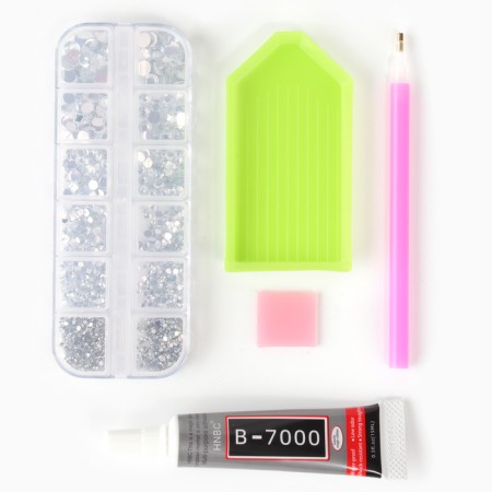 Basic set for inlaid with rhinestones, white color, size from 1.5-6 mm-1