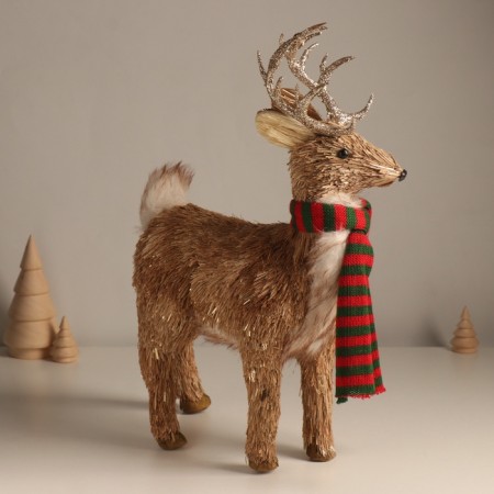 Decor "Deer with silver horns, in a scarf" 18x10x38 cm-1