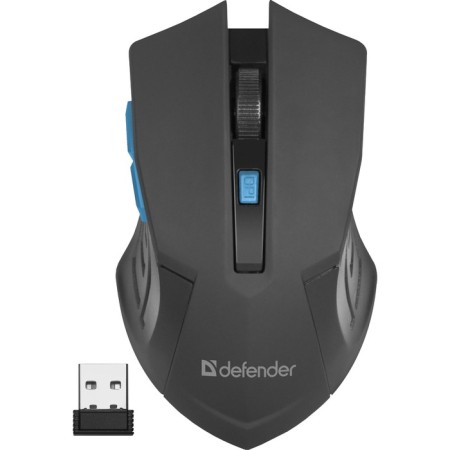 The mouse Defender Accura MM-275, wireless, optical, 1600 dpi, 1 × aa, 6 buttons, USB, blue