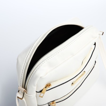 Bag Cross-Bodi with a zipper, white color-4