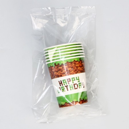 A one -time paper glass "Happy Birthday!", 250 ml, set 6 pcs-3