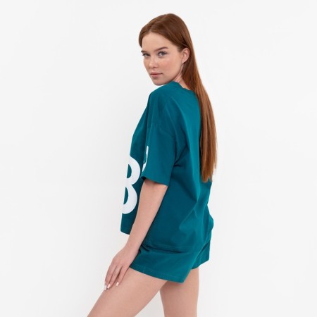 Female set (T -shirt, shorts), Malachite color, size 44-10