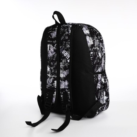 School backpack from textiles on lightning, 3 pockets, black color-3