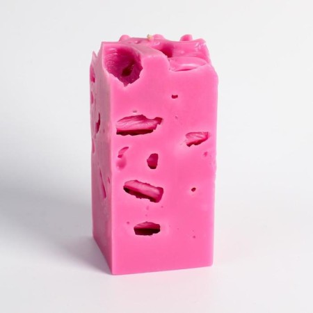 Aromatic decorative candle "openwork", pink, 6x6x12 cm, peony-1
