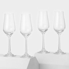 A set of glass glasses for champagne 