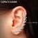 Earring "Kaff" feather rhinestones, white color in silver