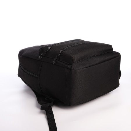 Young backpack from textiles with a zipper, USB, 5 pockets, black color-4