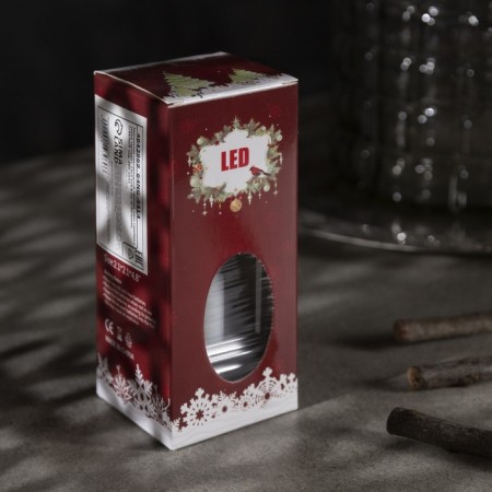 LED figure “Silver Lantern with candles” 5.5 × 13 × 5.5 cm, plastic, batteries AG13x3, glow warm white-4