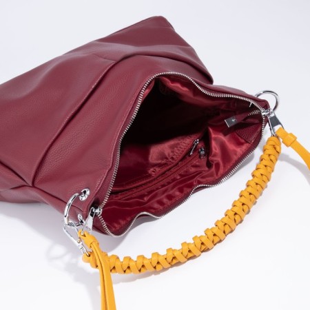 Bag-bag, lightning department, 3 outer pockets, long belt, burgundy/yellow color-6