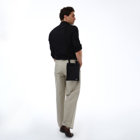 Male bag over the shoulder, Textura, artificial leather, black color-7