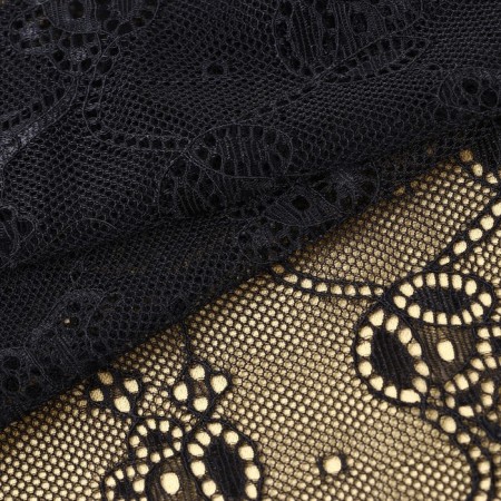 Lace elastic fabric, 190 mm × 2.7 ± 0.5 m, black color-1