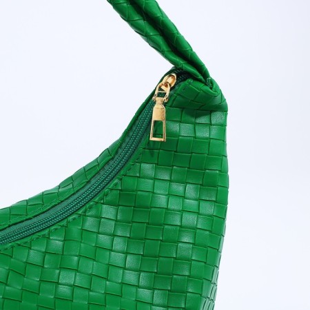 Baget bag with zipper, green color-3