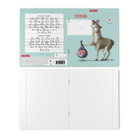 Notebook 24 sheets in the ruler, erichkrause "Lama", cover coated cardboard, OFSET block, mix-10
