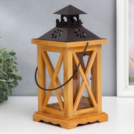 Summary of the tree on 1 candle "Lantern with shutters" Cinnamon 28x12.5x12.5 cm-3