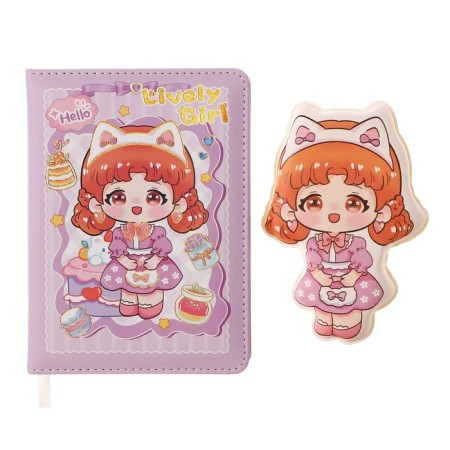 Gift notebook, A6+, 100 sheets, color block, PVC cover, "Anime", mix-5