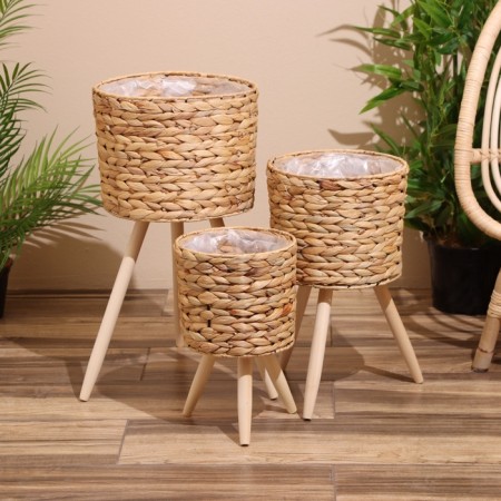 A set of wicker pots, 3 pcs, height 36x36x56 cm
