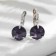 Earrings with rhinestones “Give tenderness” Crystal, Dark purple color in silver