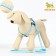 The set of stitched "paws", leash 120 x 1 cm, OG 23-35 cm, blue