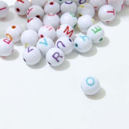 Acrylic bead "English letters" mix, ball d = 8 mm, set 10 g, color-1