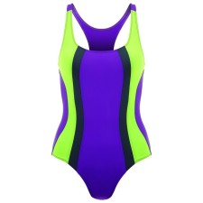 Купальник слитный ONLYTOP, р. 34, цвет фиолетовый/зелёный/серый