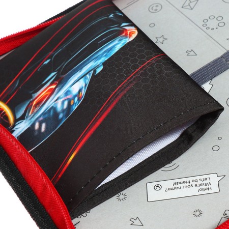 Penal 1 section 140 x 210 x 40 mm, folding pocket and cosmetic bag, fabric, calligrata topontent "Cool car"-8