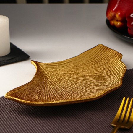 Fruit dish "shell", 23 × 15 cm, gold color-1