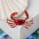 Brooch "Crab", red color in gold