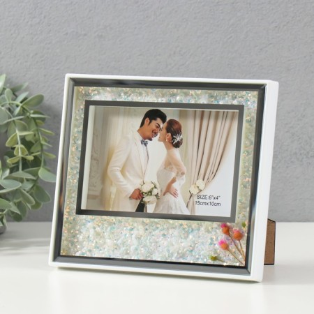 Photo frame "Wedding" plastic, 10x15 cm, col. White, horizontal-1