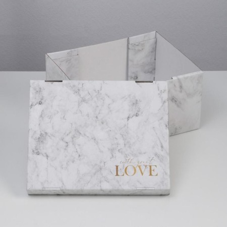 Gift folding box, packaging, “marble”, 31.2 x 25.6 x 16.1 cm-3