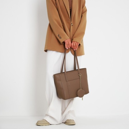 Bag Female Tout with zipper, beige color-9