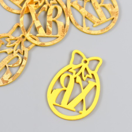 Decor "HB", color gold 3 × 4.5 cm (set 6 pcs)-1